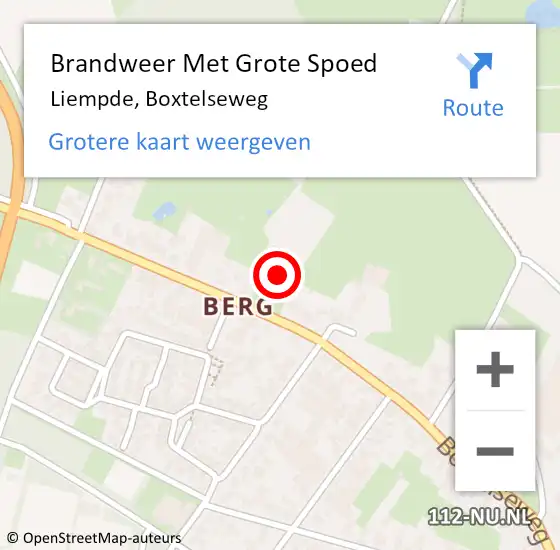 Locatie op kaart van de 112 melding: Brandweer Met Grote Spoed Naar Liempde, Boxtelseweg op 1 september 2023 19:55