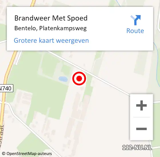 Locatie op kaart van de 112 melding: Brandweer Met Spoed Naar Bentelo, Platenkampsweg op 1 september 2023 20:12