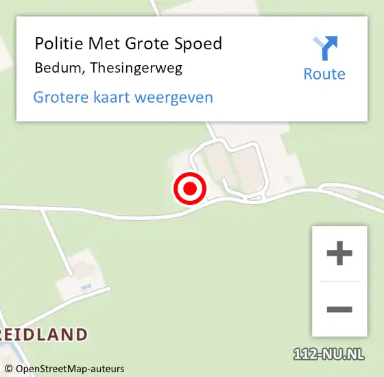 Locatie op kaart van de 112 melding: Politie Met Grote Spoed Naar Bedum, Thesingerweg op 1 september 2023 20:17