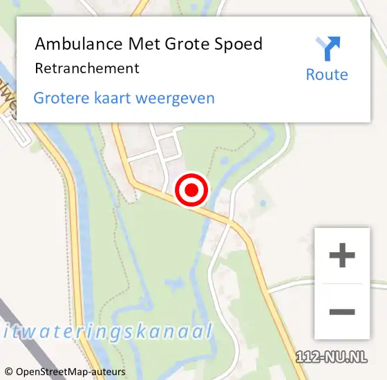 Locatie op kaart van de 112 melding: Ambulance Met Grote Spoed Naar Retranchement op 1 september 2023 20:37