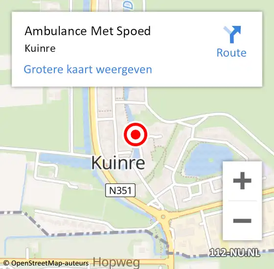 Locatie op kaart van de 112 melding: Ambulance Met Spoed Naar Kuinre op 1 september 2023 20:39