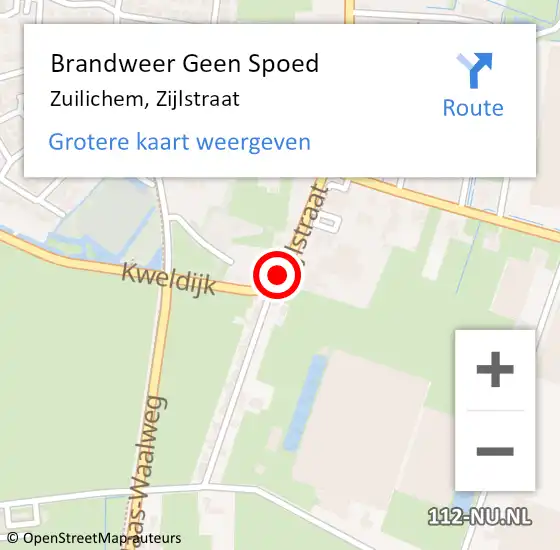 Locatie op kaart van de 112 melding: Brandweer Geen Spoed Naar Zuilichem, Zijlstraat op 1 september 2023 20:46