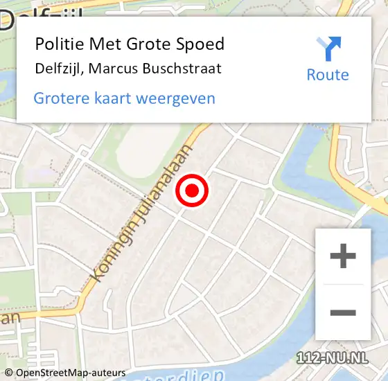 Locatie op kaart van de 112 melding: Politie Met Grote Spoed Naar Delfzijl, Marcus Buschstraat op 1 september 2023 21:00