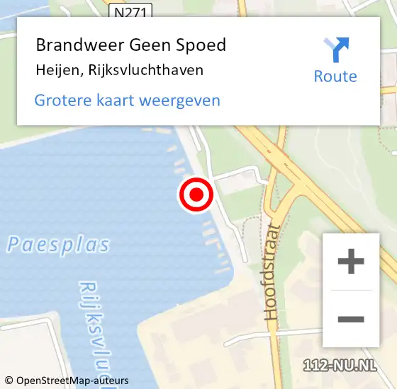 Locatie op kaart van de 112 melding: Brandweer Geen Spoed Naar Heijen, Rijksvluchthaven op 1 september 2023 21:16