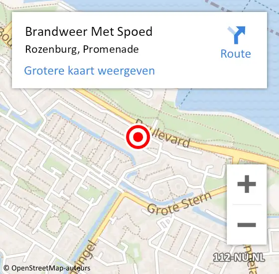 Locatie op kaart van de 112 melding: Brandweer Met Spoed Naar Rozenburg, Promenade op 1 september 2023 21:18