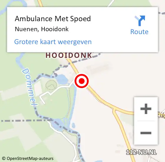 Locatie op kaart van de 112 melding: Ambulance Met Spoed Naar Nuenen, Hooidonk op 6 september 2014 16:15