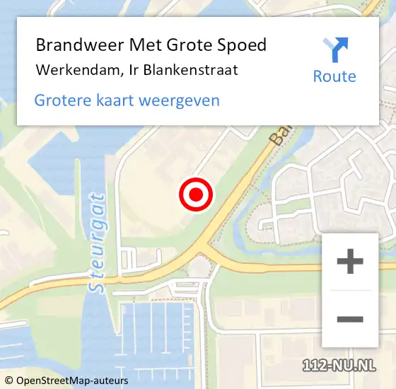 Locatie op kaart van de 112 melding: Brandweer Met Grote Spoed Naar Werkendam, Ir Blankenstraat op 1 september 2023 22:22