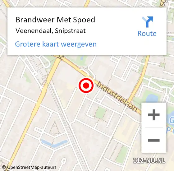 Locatie op kaart van de 112 melding: Brandweer Met Spoed Naar Veenendaal, Snipstraat op 1 september 2023 22:27