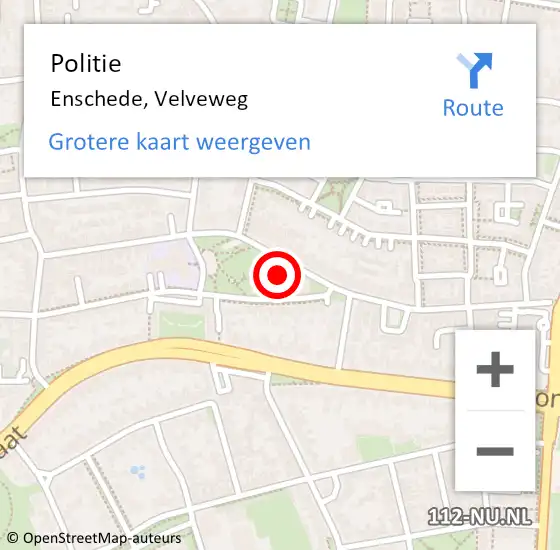 Locatie op kaart van de 112 melding: Politie Enschede, Velveweg op 1 september 2023 23:23