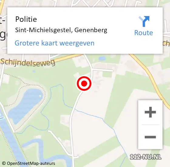 Locatie op kaart van de 112 melding: Politie Sint-Michielsgestel, Genenberg op 1 september 2023 23:33