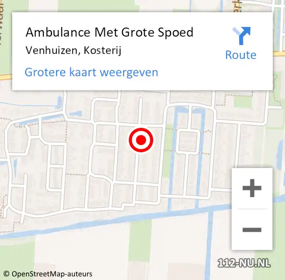 Locatie op kaart van de 112 melding: Ambulance Met Grote Spoed Naar Venhuizen, Kosterij op 2 september 2023 00:09