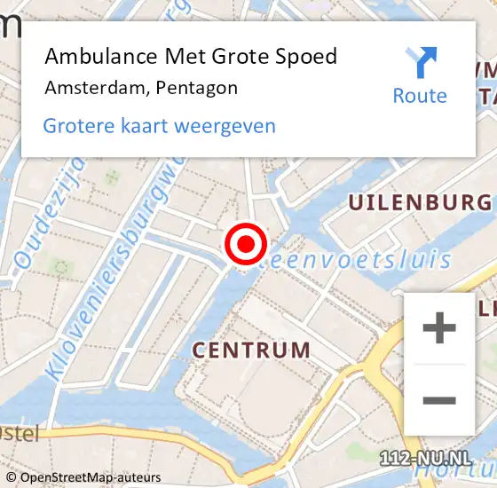 Locatie op kaart van de 112 melding: Ambulance Met Grote Spoed Naar Amsterdam, Pentagon op 2 september 2023 00:30