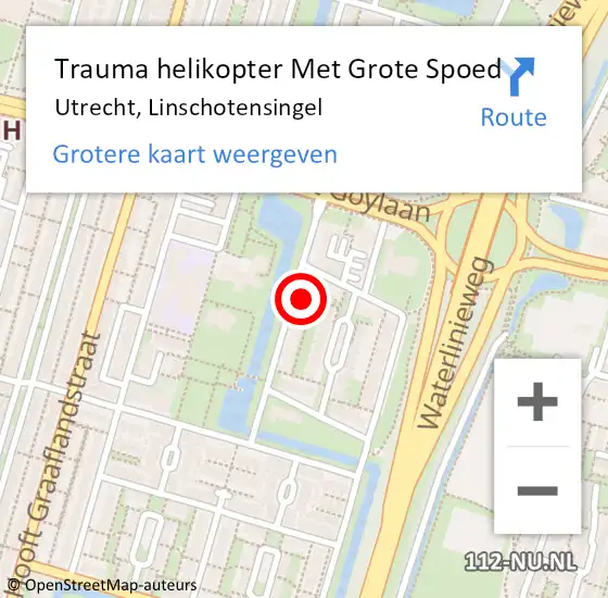 Locatie op kaart van de 112 melding: Trauma helikopter Met Grote Spoed Naar Utrecht, Linschotensingel op 2 september 2023 00:33