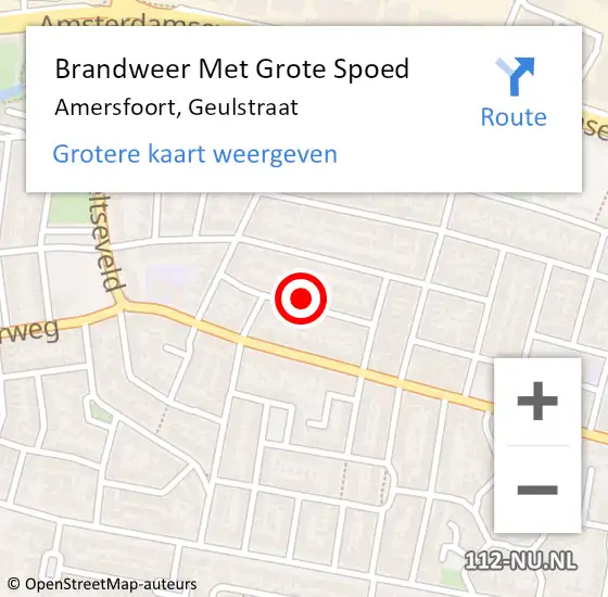 Locatie op kaart van de 112 melding: Brandweer Met Grote Spoed Naar Amersfoort, Geulstraat op 2 september 2023 00:54