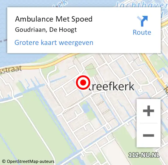 Locatie op kaart van de 112 melding: Ambulance Met Spoed Naar Goudriaan, De Hoogt op 2 september 2023 01:15