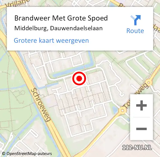 Locatie op kaart van de 112 melding: Brandweer Met Grote Spoed Naar Middelburg, Dauwendaelselaan op 2 september 2023 01:34