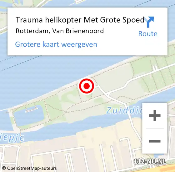 Locatie op kaart van de 112 melding: Trauma helikopter Met Grote Spoed Naar Rotterdam, Van Brienenoord op 2 september 2023 01:57