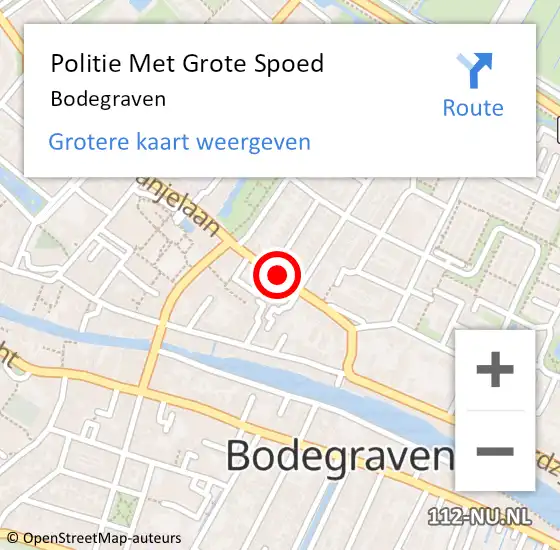 Locatie op kaart van de 112 melding: Politie Met Grote Spoed Naar Bodegraven op 2 september 2023 03:14