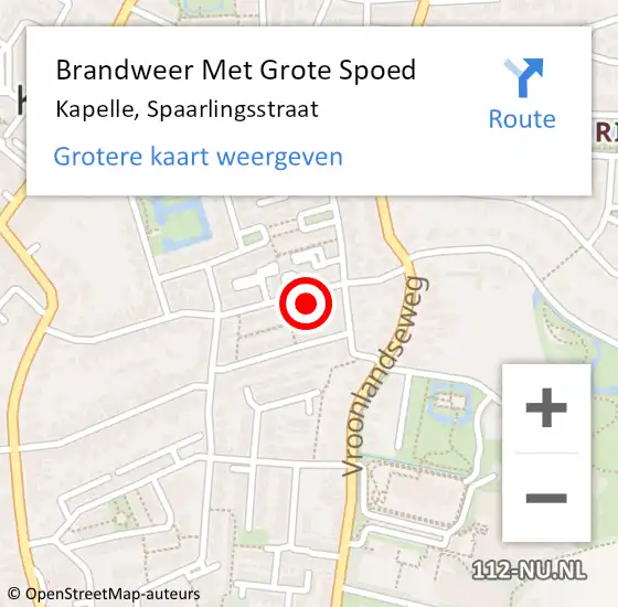 Locatie op kaart van de 112 melding: Brandweer Met Grote Spoed Naar Kapelle, Spaarlingsstraat op 2 september 2023 03:21