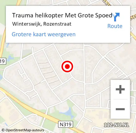 Locatie op kaart van de 112 melding: Trauma helikopter Met Grote Spoed Naar Winterswijk, Rozenstraat op 2 september 2023 03:26