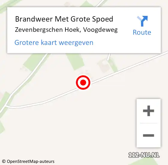 Locatie op kaart van de 112 melding: Brandweer Met Grote Spoed Naar Zevenbergschen Hoek, Voogdeweg op 2 september 2023 03:47