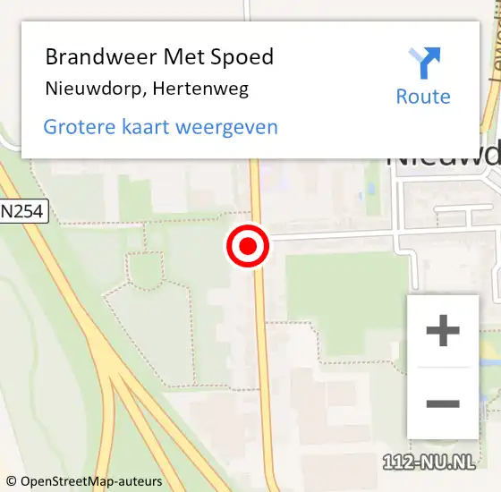 Locatie op kaart van de 112 melding: Brandweer Met Spoed Naar Nieuwdorp, Hertenweg op 2 september 2023 05:23