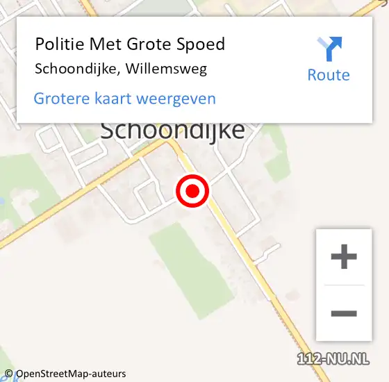 Locatie op kaart van de 112 melding: Politie Met Grote Spoed Naar Schoondijke, Willemsweg op 2 september 2023 05:48