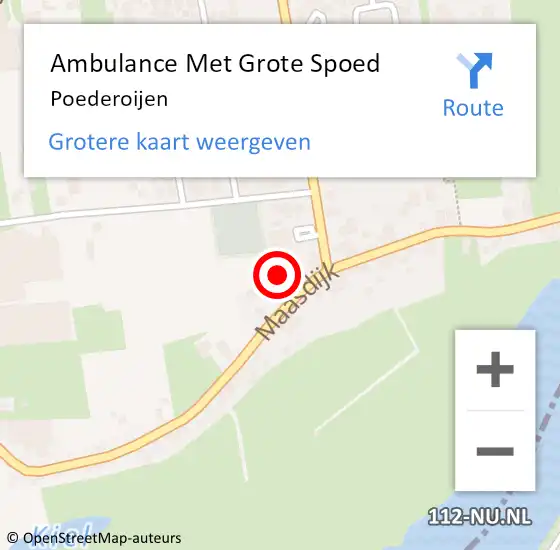 Locatie op kaart van de 112 melding: Ambulance Met Grote Spoed Naar Poederoijen op 2 september 2023 07:00
