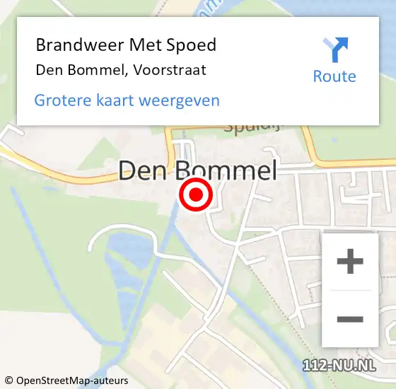 Locatie op kaart van de 112 melding: Brandweer Met Spoed Naar Den Bommel, Voorstraat op 2 september 2023 08:15