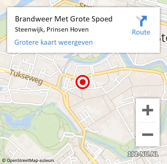 Locatie op kaart van de 112 melding: Brandweer Met Grote Spoed Naar Steenwijk, Prinsen Hoven op 2 september 2023 08:40