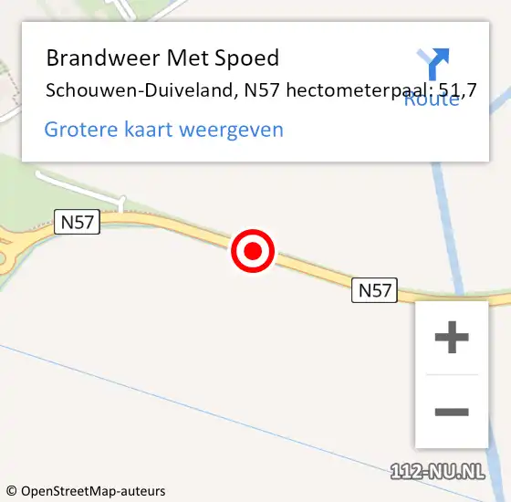 Locatie op kaart van de 112 melding: Brandweer Met Spoed Naar Schouwen-Duiveland, N57 hectometerpaal: 51,7 op 2 september 2023 09:05