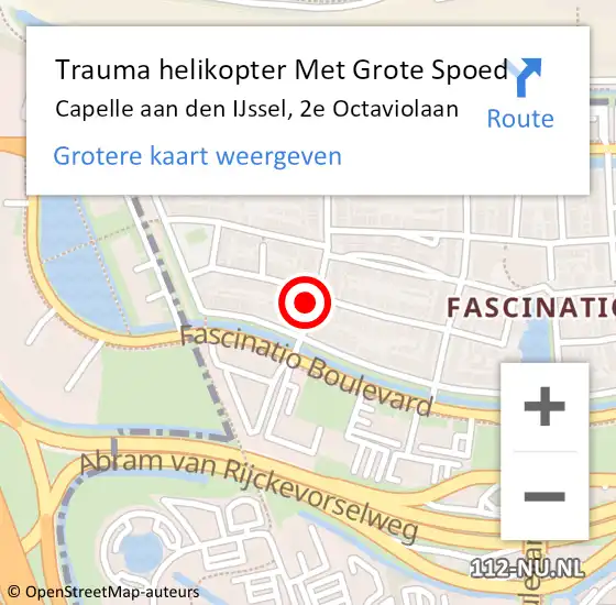 Locatie op kaart van de 112 melding: Trauma helikopter Met Grote Spoed Naar Capelle aan den IJssel, 2e Octaviolaan op 2 september 2023 09:08