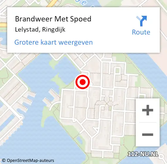 Locatie op kaart van de 112 melding: Brandweer Met Spoed Naar Lelystad, Ringdijk op 2 september 2023 09:11