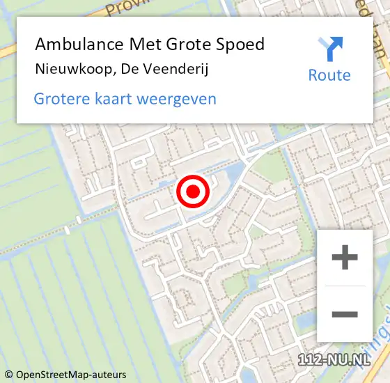 Locatie op kaart van de 112 melding: Ambulance Met Grote Spoed Naar Nieuwkoop, De Veenderij op 2 september 2023 09:35