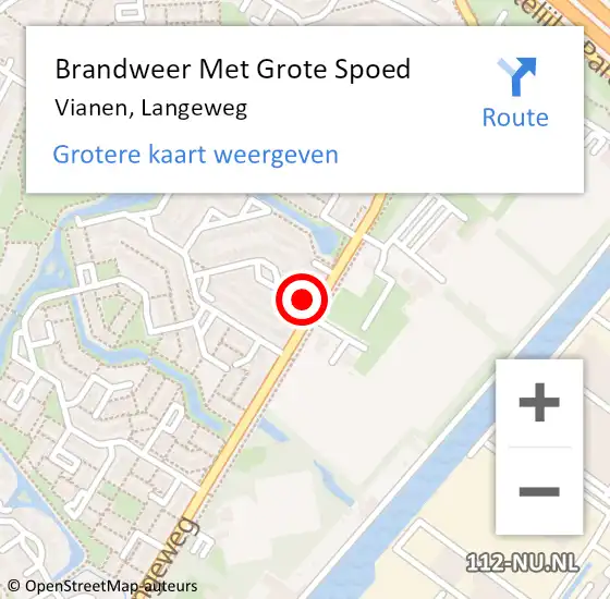 Locatie op kaart van de 112 melding: Brandweer Met Grote Spoed Naar Vianen, Langeweg op 2 september 2023 09:36