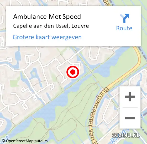 Locatie op kaart van de 112 melding: Ambulance Met Spoed Naar Capelle aan den IJssel, Louvre op 2 september 2023 09:41