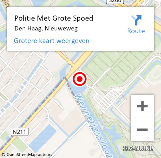 Locatie op kaart van de 112 melding: Politie Met Grote Spoed Naar Den Haag, Nieuweweg op 2 september 2023 09:55