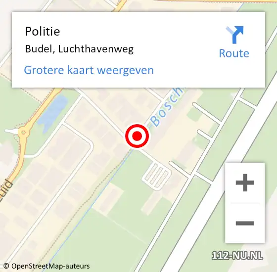 Locatie op kaart van de 112 melding: Politie Budel, Luchthavenweg op 2 september 2023 10:04