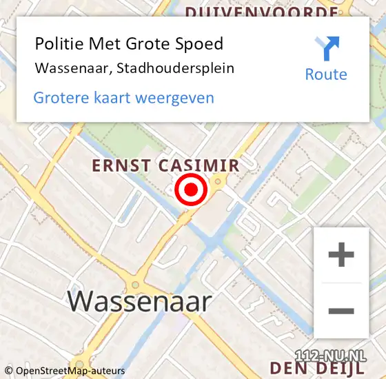 Locatie op kaart van de 112 melding: Politie Met Grote Spoed Naar Wassenaar, Stadhoudersplein op 2 september 2023 10:17