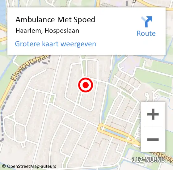 Locatie op kaart van de 112 melding: Ambulance Met Spoed Naar Haarlem, Hospeslaan op 2 september 2023 10:22