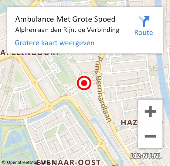 Locatie op kaart van de 112 melding: Ambulance Met Grote Spoed Naar Alphen aan den Rijn, de Verbinding op 2 september 2023 10:31