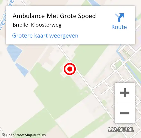 Locatie op kaart van de 112 melding: Ambulance Met Grote Spoed Naar Brielle, Kloosterweg op 2 september 2023 10:46