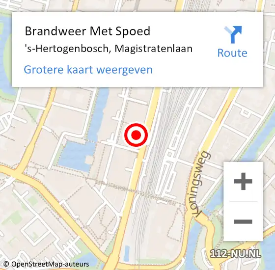Locatie op kaart van de 112 melding: Brandweer Met Spoed Naar 's-Hertogenbosch, Magistratenlaan op 2 september 2023 10:51
