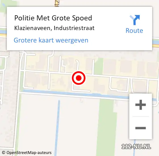 Locatie op kaart van de 112 melding: Politie Met Grote Spoed Naar Klazienaveen, Industriestraat op 2 september 2023 10:56