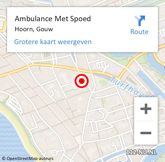 Locatie op kaart van de 112 melding: Ambulance Met Spoed Naar Hoorn, Gouw op 2 september 2023 11:10