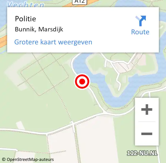 Locatie op kaart van de 112 melding: Politie Bunnik, Marsdijk op 6 september 2014 16:41