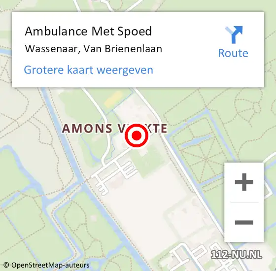 Locatie op kaart van de 112 melding: Ambulance Met Spoed Naar Wassenaar, Van Brienenlaan op 2 september 2023 11:32