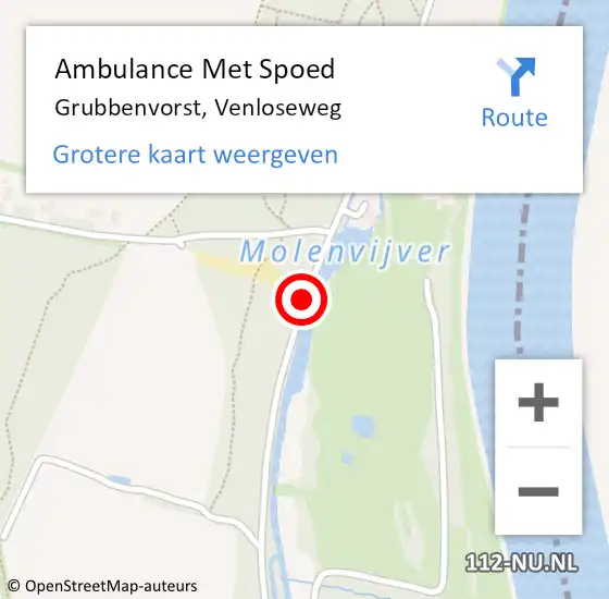 Locatie op kaart van de 112 melding: Ambulance Met Spoed Naar Grubbenvorst, Venloseweg op 6 september 2014 16:42