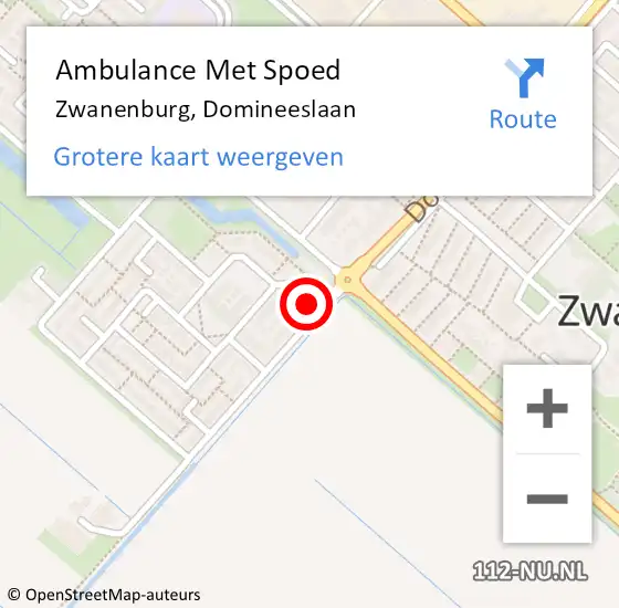 Locatie op kaart van de 112 melding: Ambulance Met Spoed Naar Zwanenburg, Domineeslaan op 2 september 2023 11:36