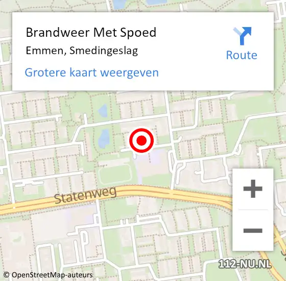 Locatie op kaart van de 112 melding: Brandweer Met Spoed Naar Emmen, Smedingeslag op 2 september 2023 11:41